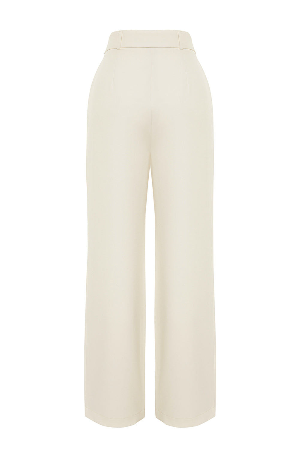 Trendyolmilla Ekru Yüksek Bel Wide Leg/Geniş Paça Pilili Dokuma Kumaş Pantolon TWOAW21PL0076