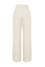 Trendyolmilla Ekru Yüksek Bel Wide Leg/Geniş Paça Pilili Dokuma Kumaş Pantolon TWOAW21PL0076