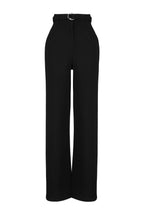 Trendyolmilla Koyu Kahverengi Kemerli Wideleg/Geniş Paça Yüksek Bel Smart Krep Kumaş Örme Pantolon TWOSS23PL00330