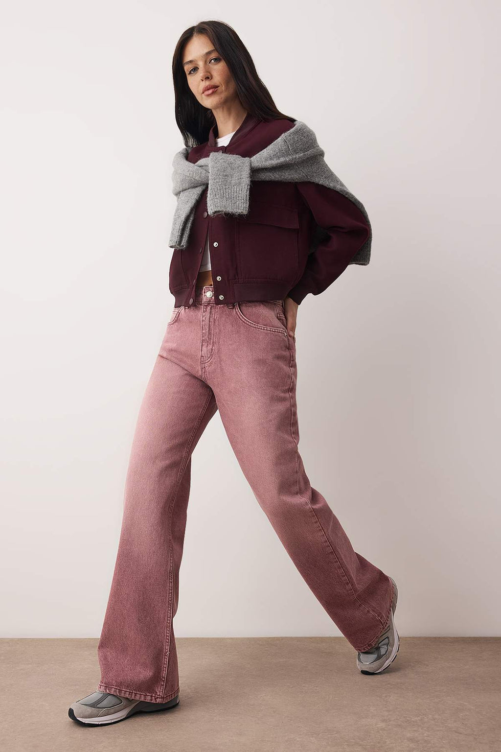 Trendyolmilla Gül Kurusu Normal Bel Wide Leg Jeans TWOSS24JE00011