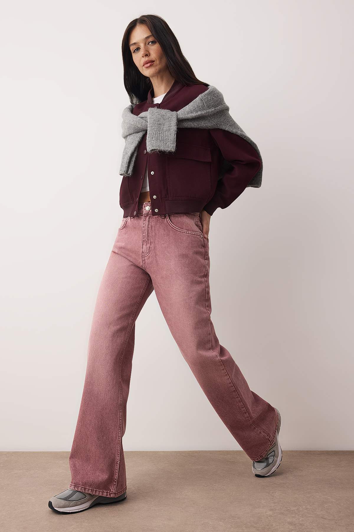 Trendyolmilla Gül Kurusu Normal Bel Wide Leg Jeans TWOSS24JE00011 Main image