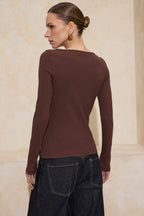 Trendyolmilla Kırmızı Düğmeli Bisiklet Yaka Vücuda Oturan Fitilli Esnek Örme Bluz TWOAW26BZ00104