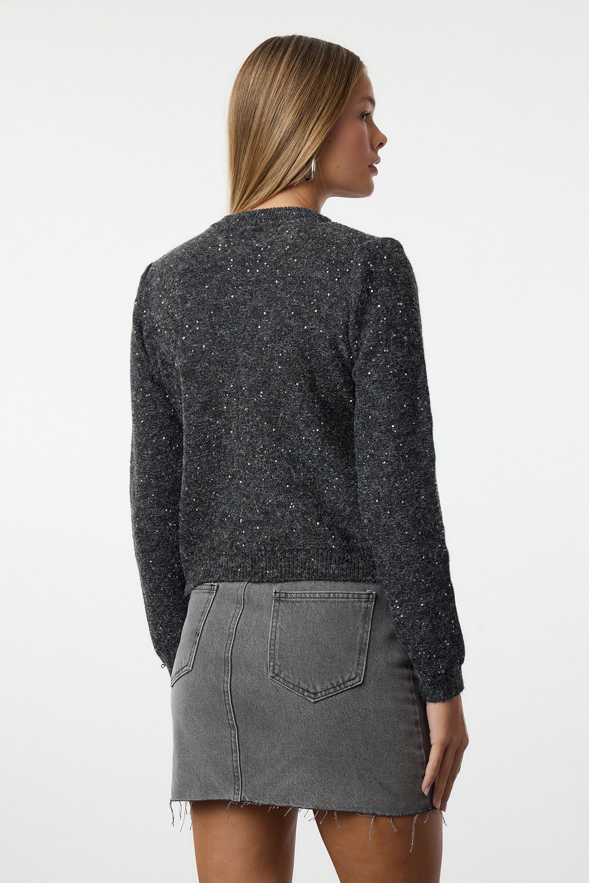 Antrasit Yumuşak Dokulu Triko Hırka TWOAW25HI00318