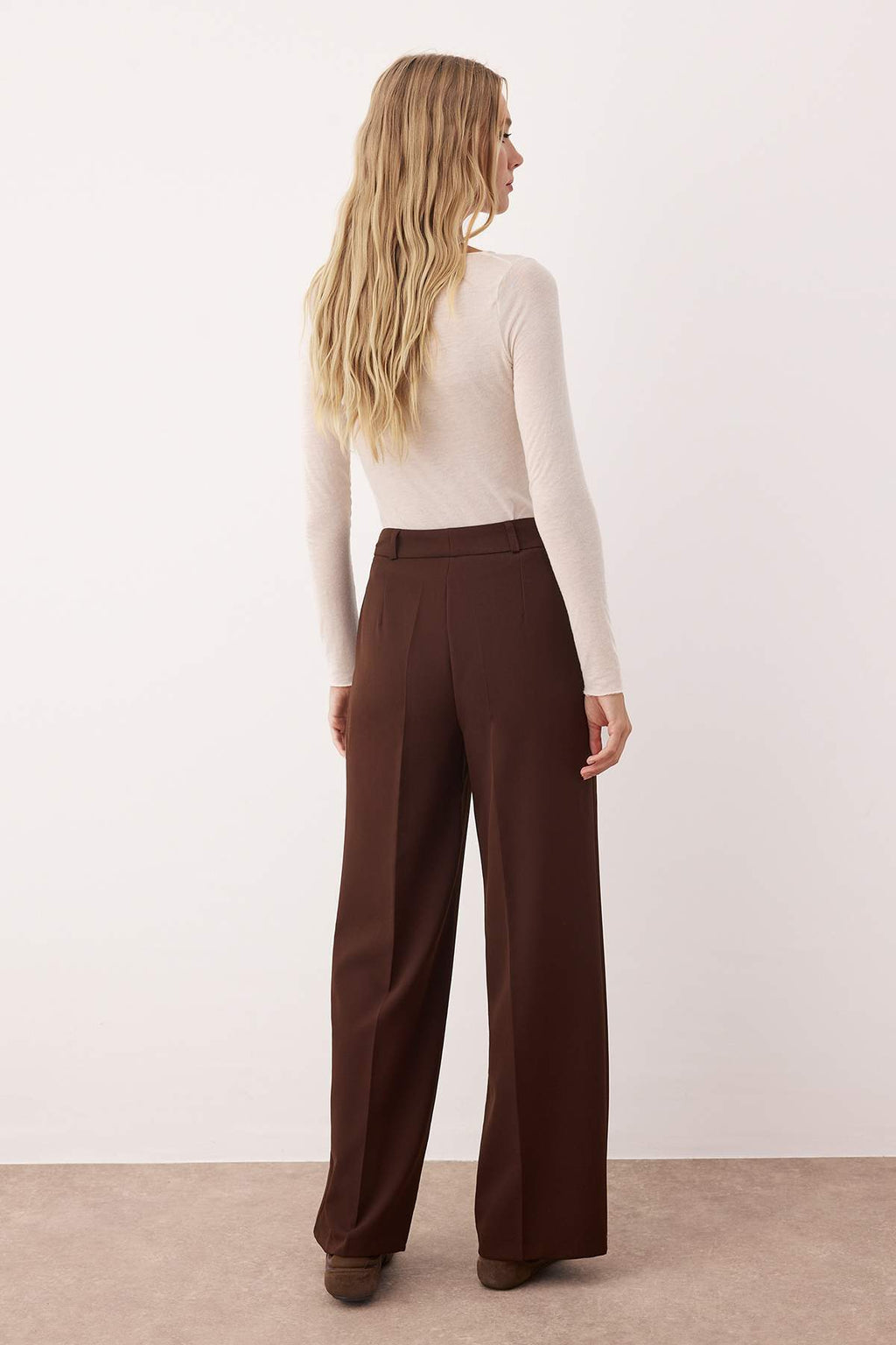 Trendyolmilla Bordo Pilili Wide Leg/Geniş Paça  Pantolon TWOAW25PL00109