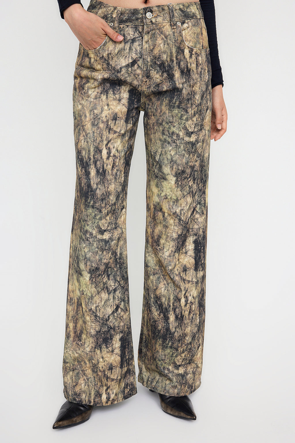 Teen Çok Renkli Desenli Yüksek Bel Wide Leg Jeans TWOAW26JE00152