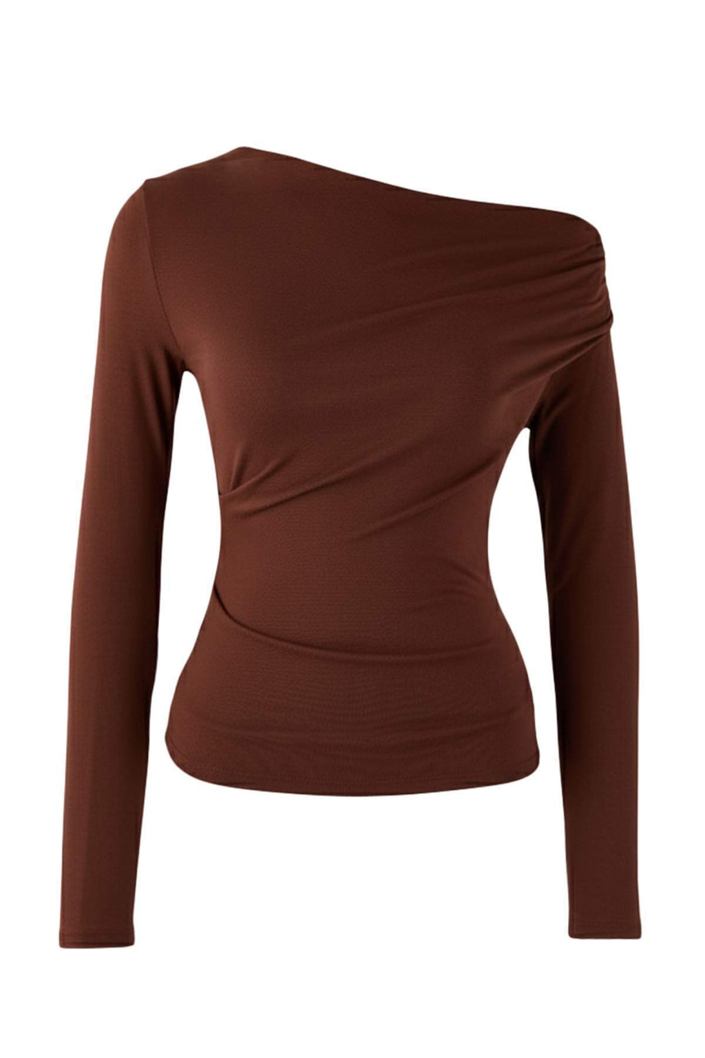 Trendyolmilla Yağ Yeşil Fitted/Vücuda Oturan Asimetrik yaka Detaylı Yumuşak Kumaşlı Esnek Örme Bluz TWOAW26BZ00088