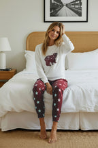 Trendyolmilla Beyaz %100 Pamuklu Yıldız Desenli Örme Pijama Takımı THMAW21PT0241