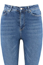 Trendyolmilla More Sustainable Koyu Mavi Yüksek Bel Orta Esnek Flare İspanyol Paça Jeans TWOSS23JE00063