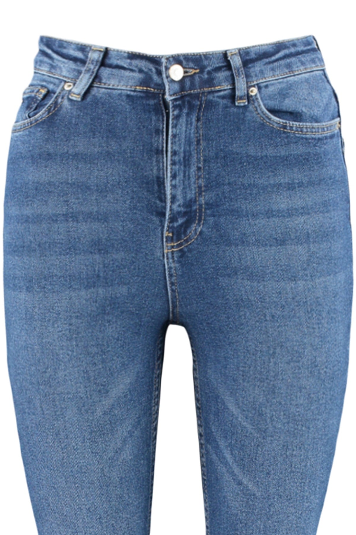Trendyolmilla More Sustainable Koyu Mavi Yüksek Bel Orta Esnek Flare İspanyol Paça Jeans TWOSS23JE00063