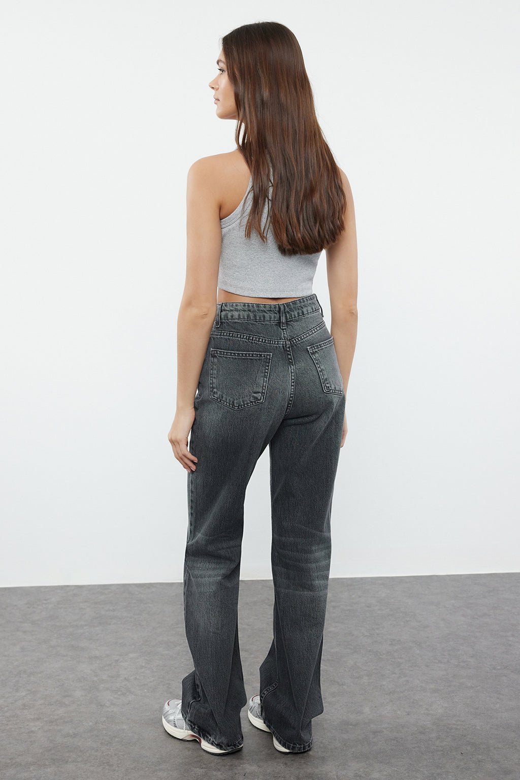 Trendyolmilla Açık Mavi-6001  Yüksek Bel Wide Leg Jeans TWOAW25JE00101