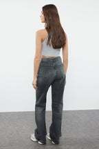 Trendyolmilla Açık Mavi-6001  Yüksek Bel Wide Leg Jeans TWOAW25JE00101