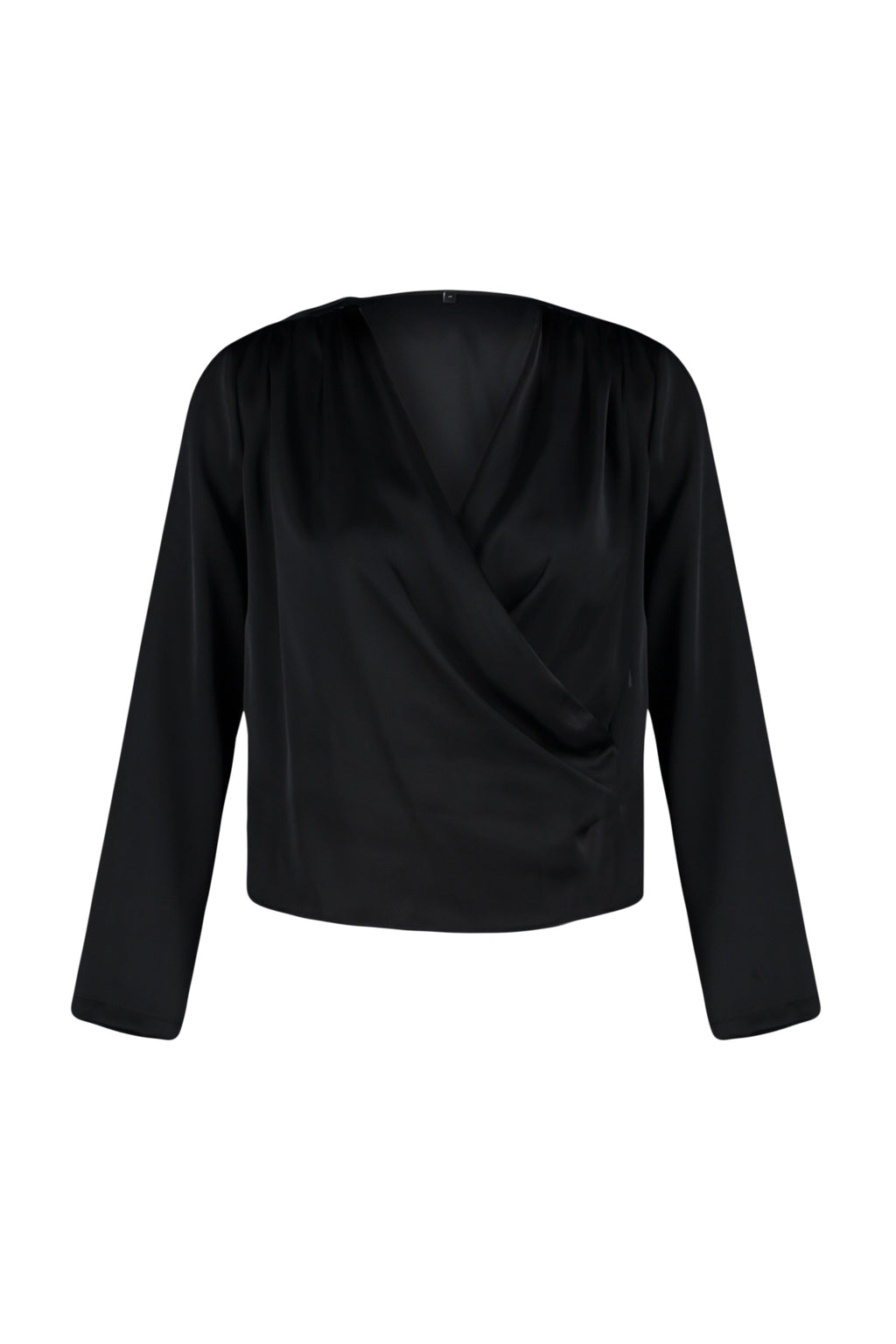 Trendyolmilla Siyah Kruvaze Saten Dokuma Bluz TWOAW24BZ00423