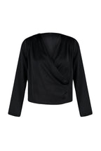 Trendyolmilla Siyah Kruvaze Saten Dokuma Bluz TWOAW24BZ00423