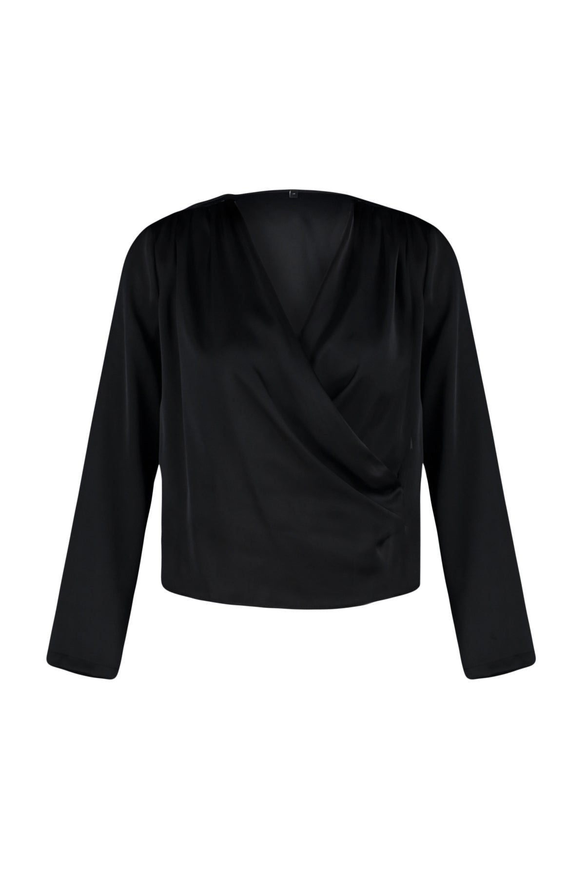 Trendyolmilla Siyah Kruvaze Saten Dokuma Bluz TWOAW24BZ00423