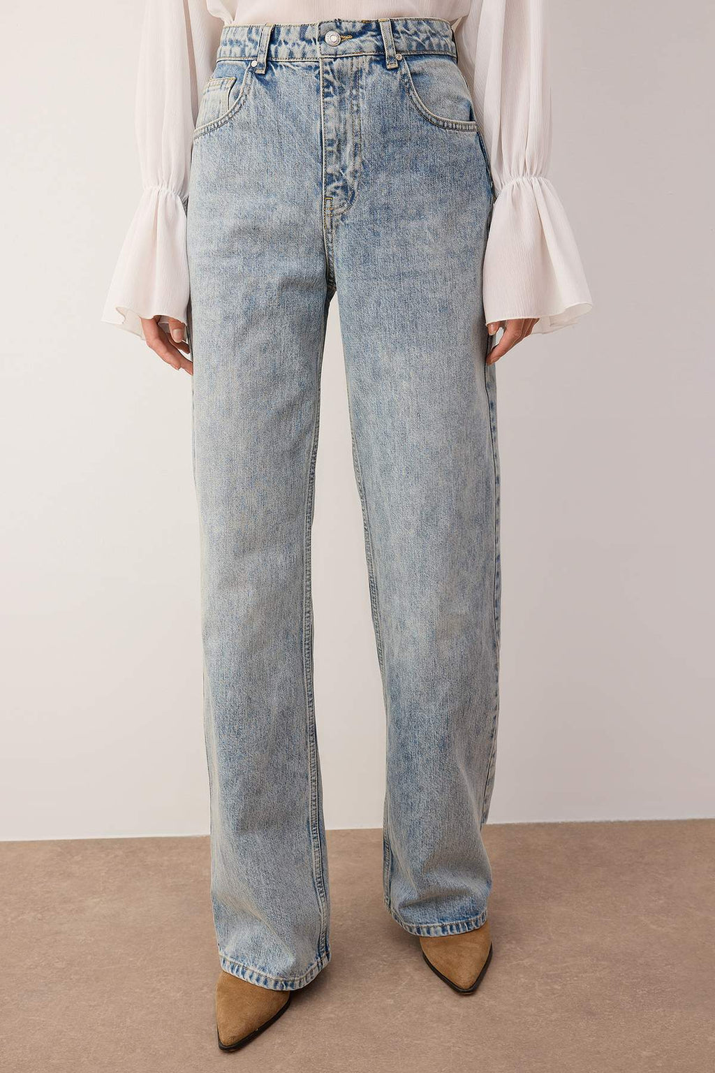 Trendyolmilla Mavi Yüksek Bel Bel Wide Leg Jeans TWOAW26JE00079