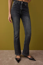 Trendyolmilla Antrasit Yüksek Bel Orta Esnek İspanyol Paça Flare Jeans TWOAW26JE00050