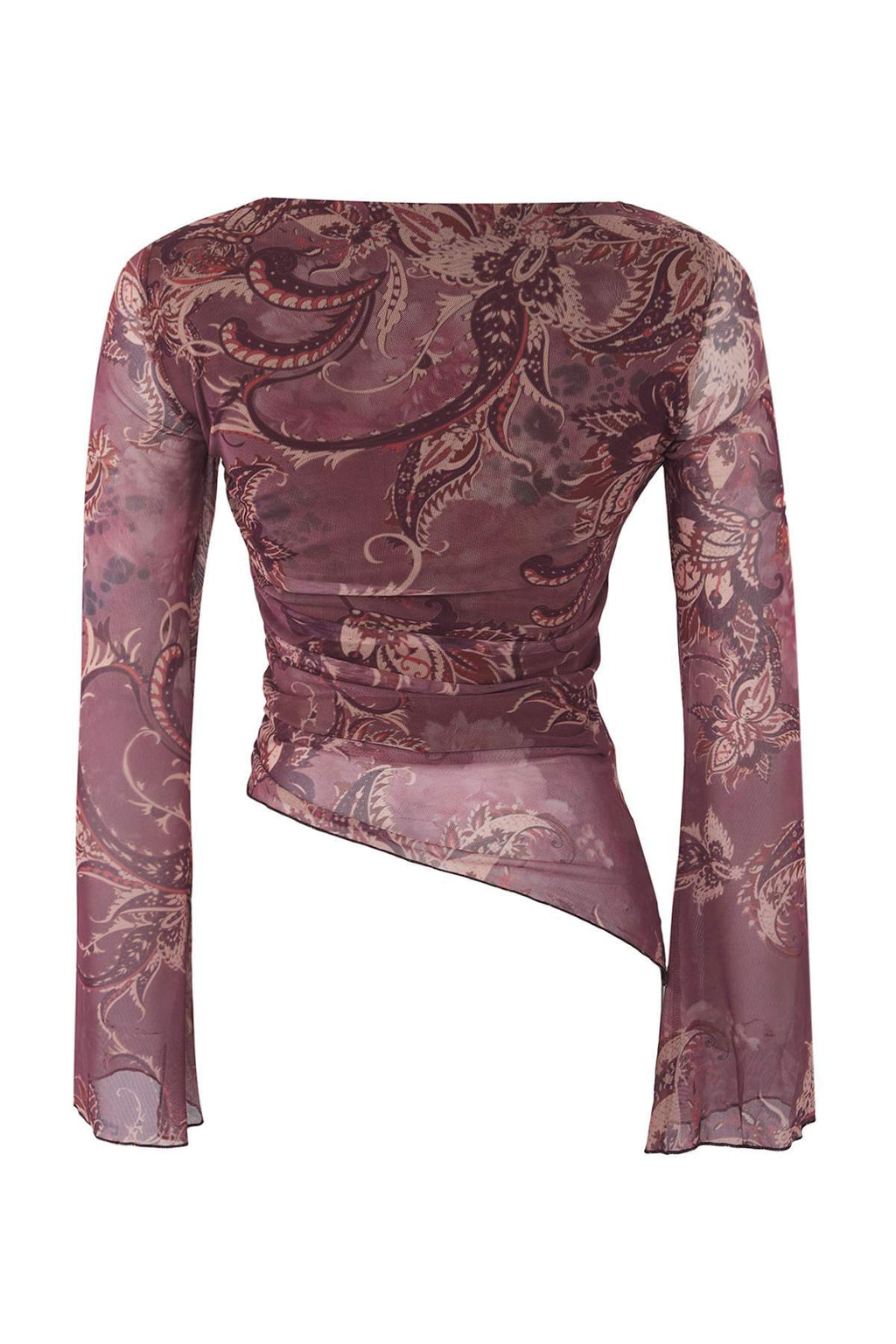 Trendyolmilla Ekru Soyut Animal Kayık Yaka Asimetrik Detaylı Fitted/vücuda Oturan Örme Bluz TWOAW26BZ00128