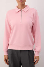 Açık Pembe Yarım Pat Fermuarlı Regular/Normal Kalıp Örme Sweatshirt TWOAW26SW00108