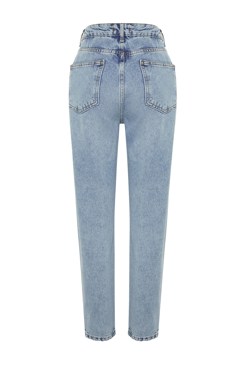 Trendyolmilla Mavi Yüksek Bel Mom %100 Pamuk Non-Stretch Jeans TWOAW24JE00076