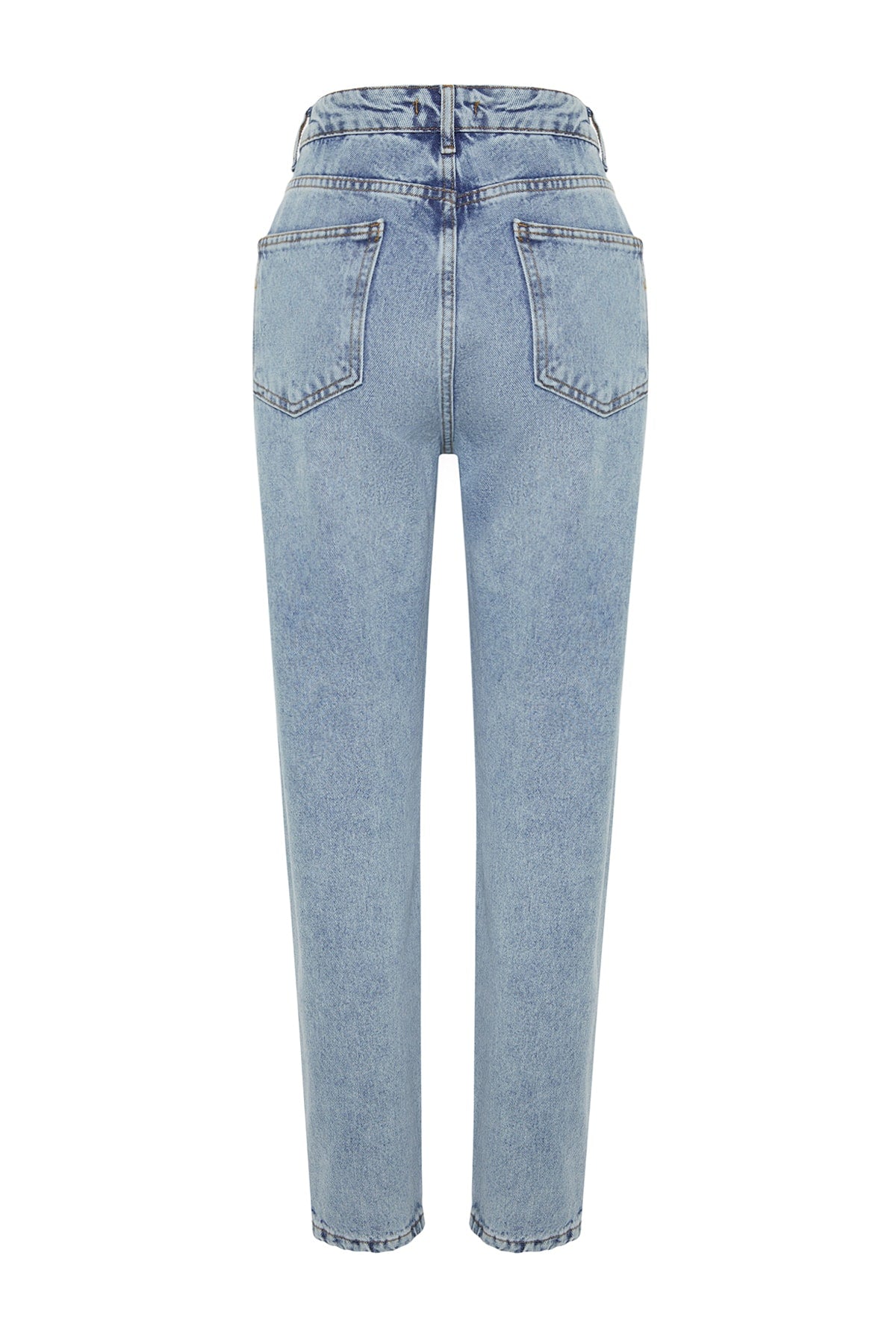 Trendyolmilla Mavi Yüksek Bel Mom %100 Pamuk Non-Stretch Jeans TWOAW24JE00076