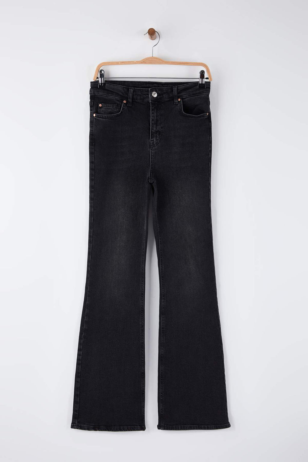 Trendyolmilla Mavi Yüksek Bel Comfort/Esnek İspanyol Paça Flare Jeans TWOAW26JE00095