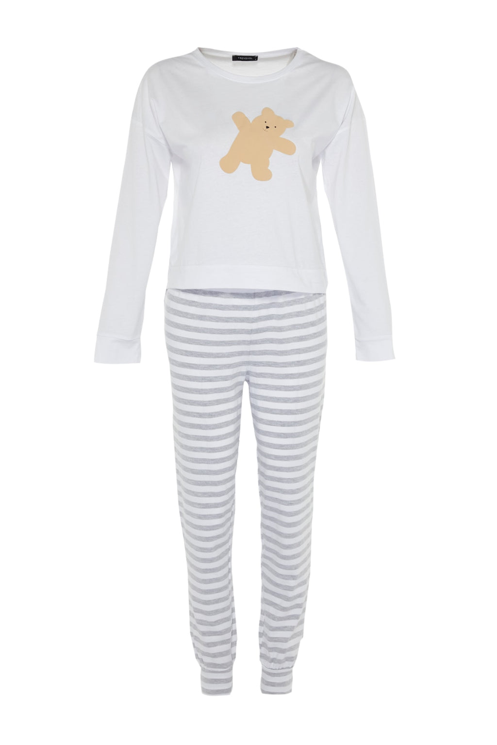 Trendyolmilla Pembe %100 Pamuklu Ayıcıklı Örme Pijama Takımı THMAW21PT0302
