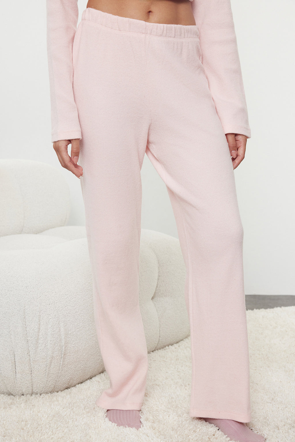 Trendyolmilla Pembe Fırçalı Soft Fitilli Hırka Örme Pijama Takımı THMAW25PT00074