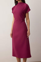 Trendyolmilla Siyah A Kesim Degaje Yaka Midi Dokuma Elbise TWOAW25EL00393