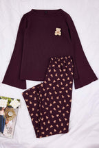 Trendyolmilla Bordo Kurdele/Fiyonklu Yumuşak Kışlık Waffle Örme Pijama Takımı THMAW26PT00187