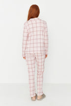 Trendyolmilla Bej %100 Pamuklu Ekoseli Örme Pijama Takımı THMAW20PT0266