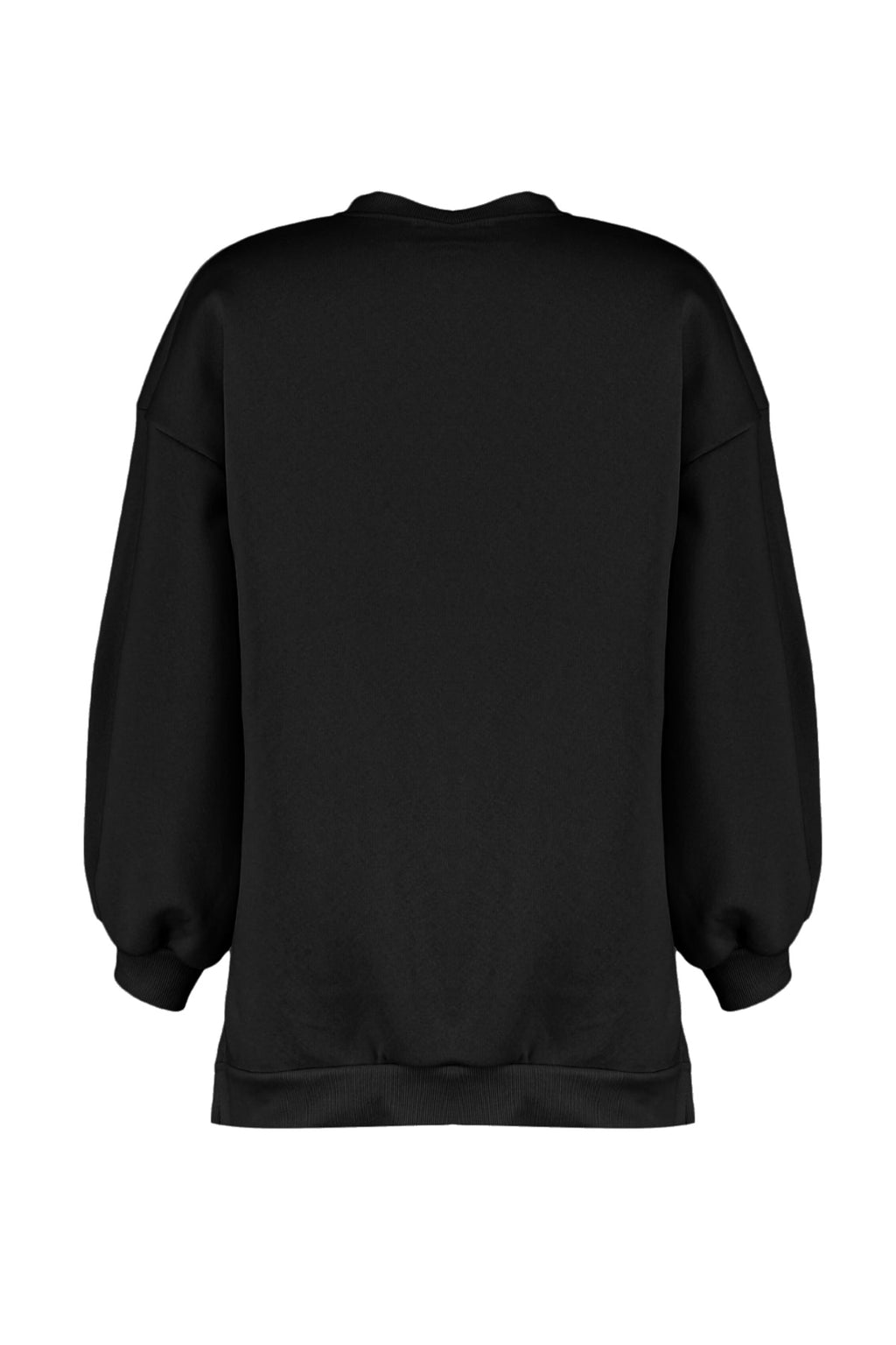 Trendyolmilla Siyah Oversize/Geniş Kalıp Yırtmaç Detaylı Kalın İçi Polarlı Örme Sweatshirt TWOAW23SW00195