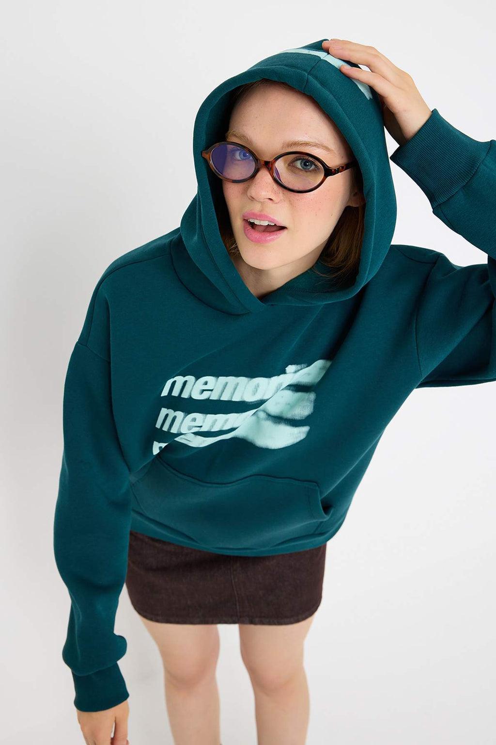 Petrol Teen Oversize/Geniş Kalıp Slogan Baskılı Kalın İçi Polarlı Örme Sweatshirt TWOAW26SW00125