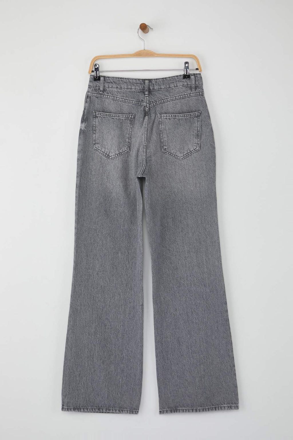 Gri Yüksek Bel Geniş Paça Wide Leg Palazzo %100 Pamuk Non-Stretch Jeans TWOAW26JE00066