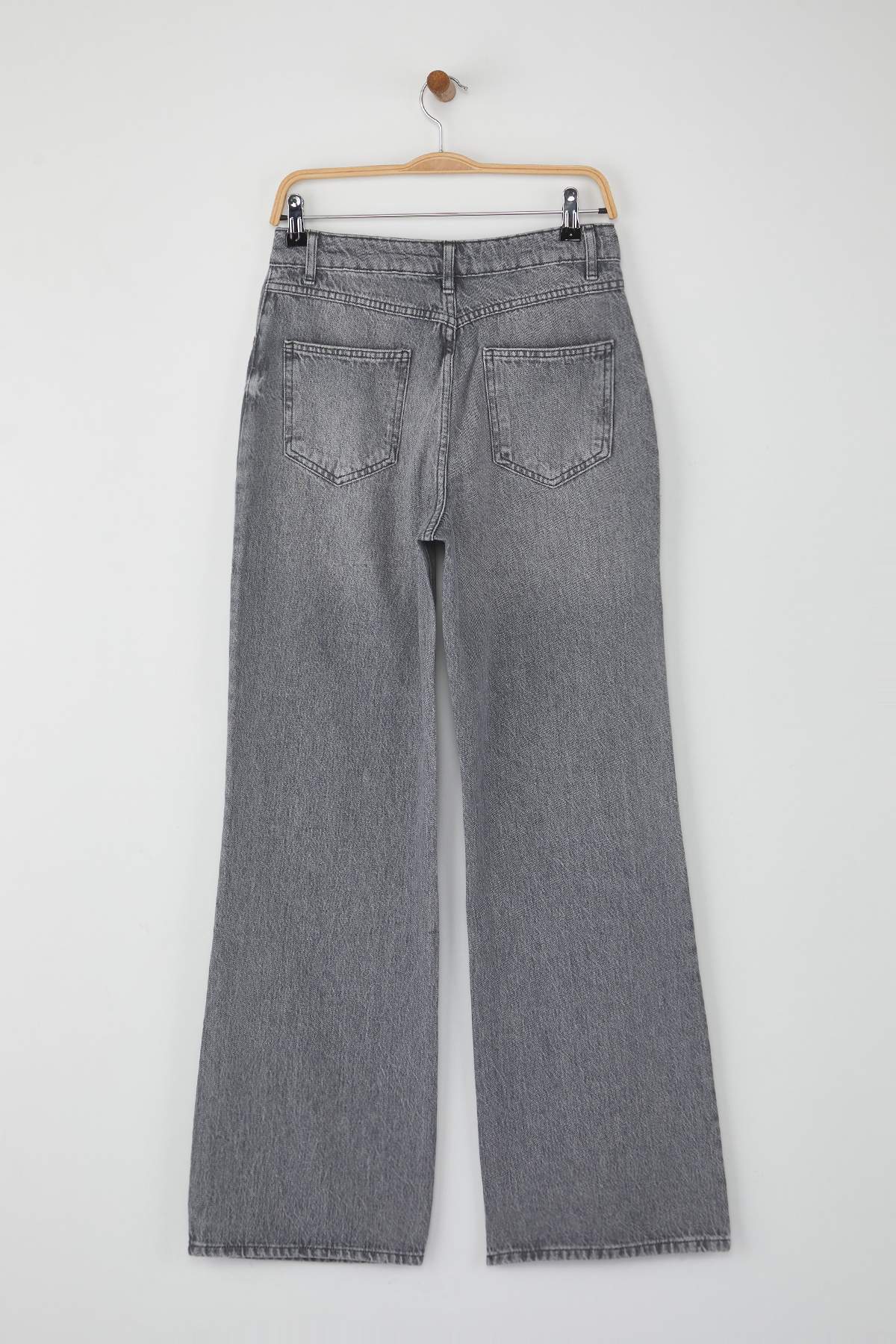 Gri Yüksek Bel Geniş Paça Wide Leg Palazzo %100 Pamuk Non-Stretch Jeans TWOAW26JE00066