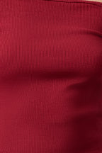 Trendyolmilla Bordo Carmen Yaka Choker Detaylı Fitted/Vücuda Oturan Crop Fitilli Örme Bluz TWOAW22BZ0531