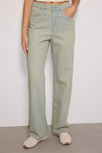 Mavi Soluk Efekt Vintage Yüksek Bel Wide Leg Geniş Paça %100 Pamuk Non-Stretch Jeans TWOSS23JE00166