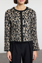 Trendyolmilla Kahverengi Leopar Desenli Triko Hırka TWOAW25HI00378