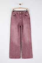 Trendyolmilla Gül Kurusu Normal Bel Wide Leg Jeans TWOSS24JE00011
