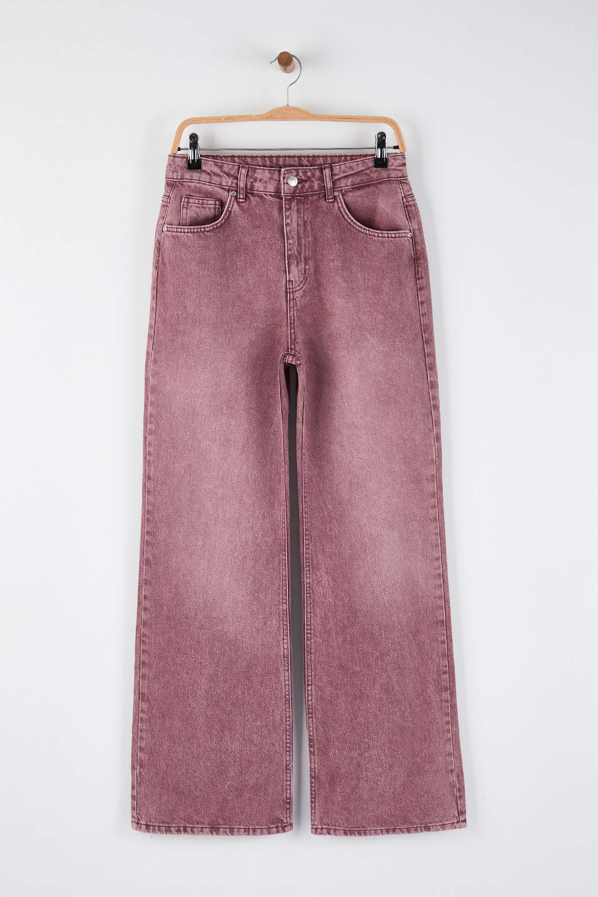 Trendyolmilla Gül Kurusu Normal Bel Wide Leg Jeans TWOSS24JE00011