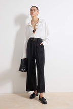 Siyah Kemerli Culotte Dokuma Geniş Paça Pantolon TWOSS26PL00076