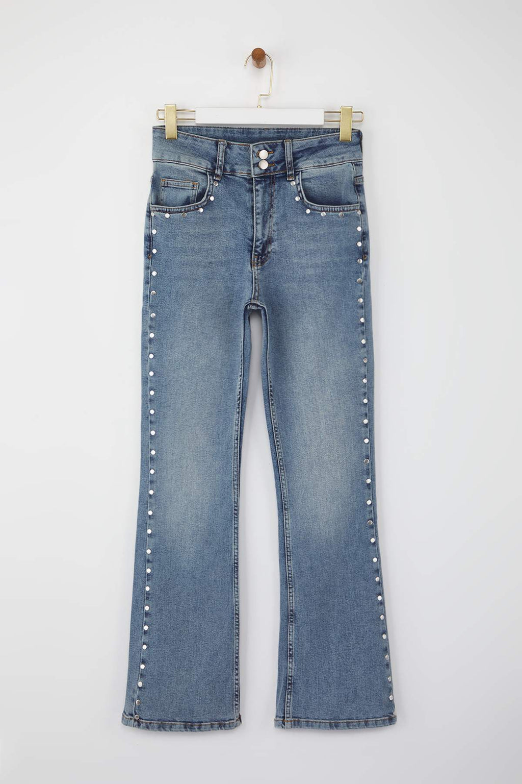 Mavi Trok Detaylı Yüksek Bel Comfort/Esnek İspanyol Paça Flare Jeans TWOAW26JE00035