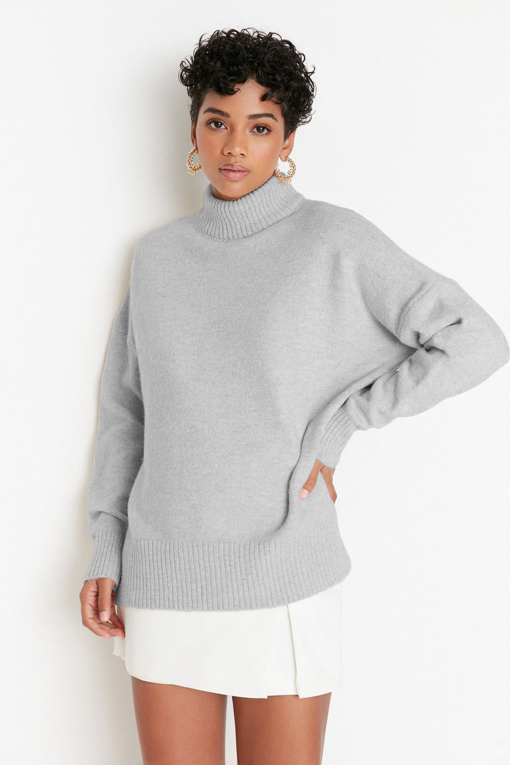 Trendyolmilla Taş Geniş Kalıp Yumuşak Dokulu Triko Kazak TWOAW23KZ00469