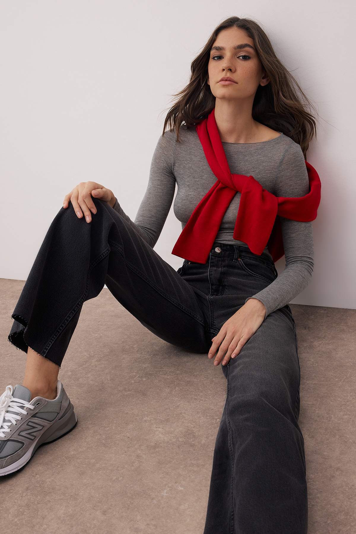 Trendyolmilla Koyu Mavi Yüksek Bel Comfort Paçası Kesikli Wide Leg Palazzo Jeans TWOAW26JE00081
