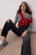 Trendyolmilla Siyah Yüksek Bel Paçası Kesikli Wide Leg/Geniş Paça Palazzo Comfort/Esnek Smoke Jeans TWOAW26JE00081