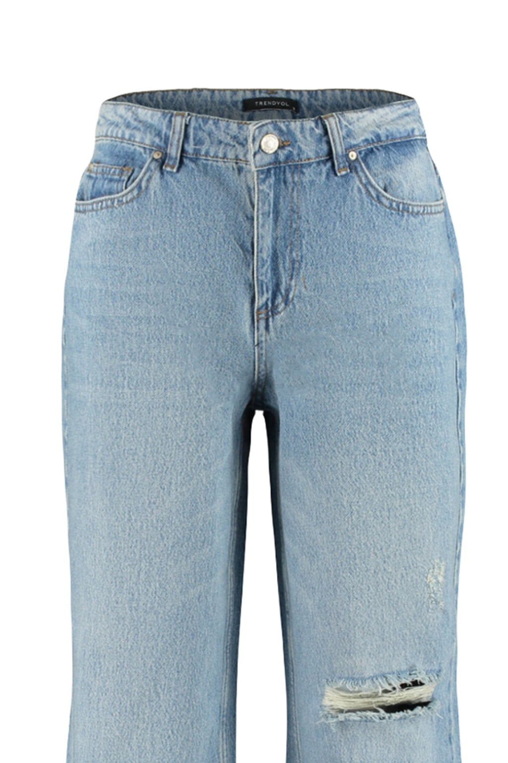 Mavi Soluk Ekfekt Vintage Yırtık Detaylı Düşük Bel Wide Leg Jeans TWOSS23JE00102