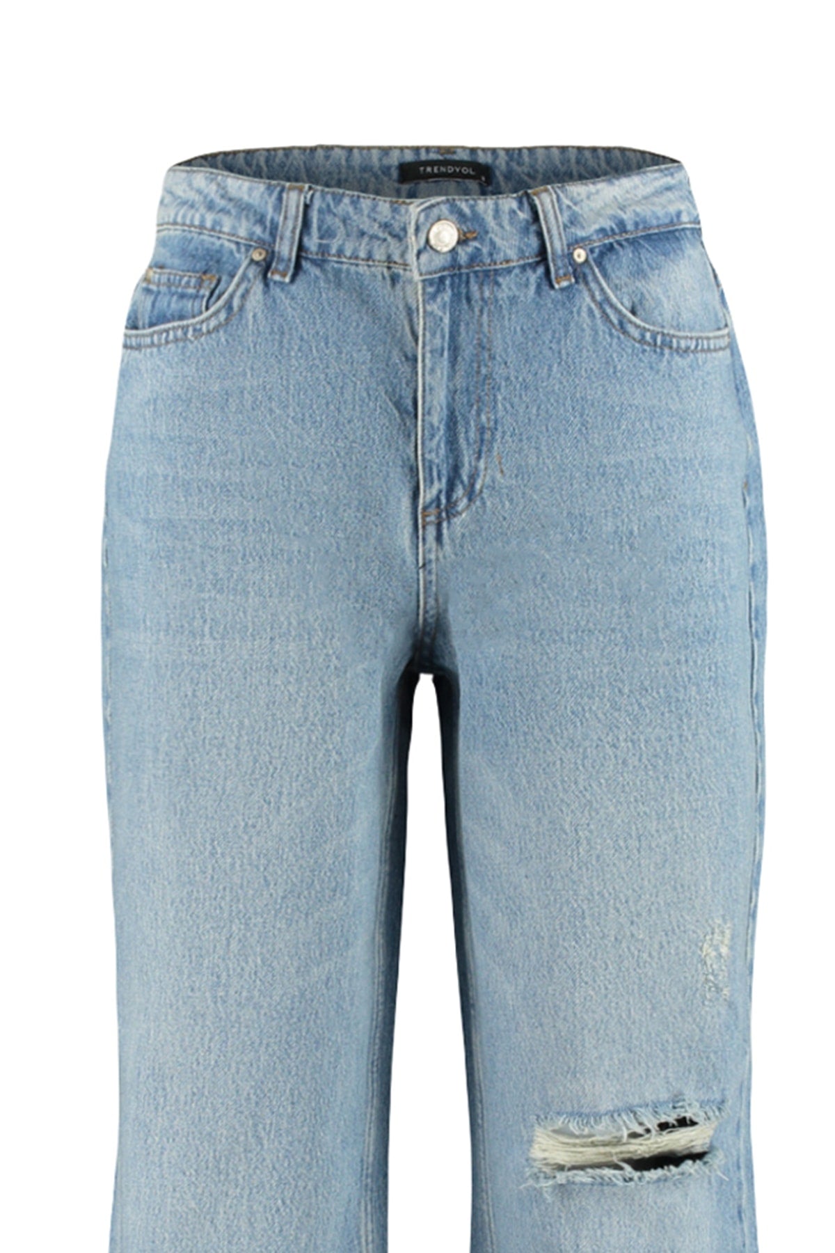 Mavi Soluk Ekfekt Vintage Yırtık Detaylı Düşük Bel Wide Leg Jeans TWOSS23JE00102