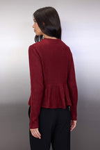 Trendyolmilla Bordo Bisiklet Yaka Etek Ucu Volanlı Triko Hırka TWOAW26HI00232