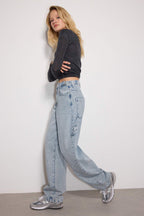 Trendyolmilla Açık Mavi More Sustainable Bol Kesim Yüksek Bel Carpenter Skater Jeans TWOAW24JE00308