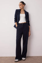 Trendyolmilla Lacivert Wide Leg/Geniş Paça Dokuma Kumaş Pantolon TWOAW22PL0139