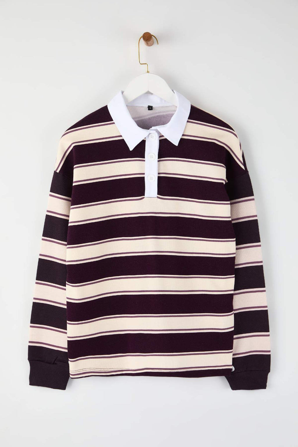 Çok Renkli Çizigli Polo Yaka Oversize/Geniş Kalıp Örme Sweatshirt TWOAW26SW00245